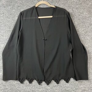 J.R.Nites by Caliendo Cardigan Sz 10 one Front Button Black Scalloped Beaded Hem